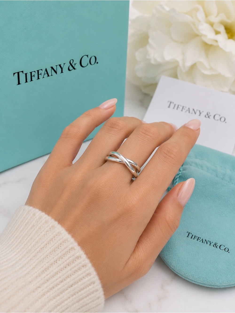 Tiffany & Co. Paloma Picasso Le Cirque Crossover X Ring Sterling Silver Size 7
